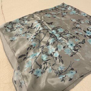 Large square Chinese silk gray scarf